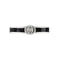 Interlocking G Ring in sterling silver and black enamel with detail YBC701620001