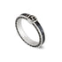 Interlocking G Ring in sterling silver and black enamel with detail YBC701620001