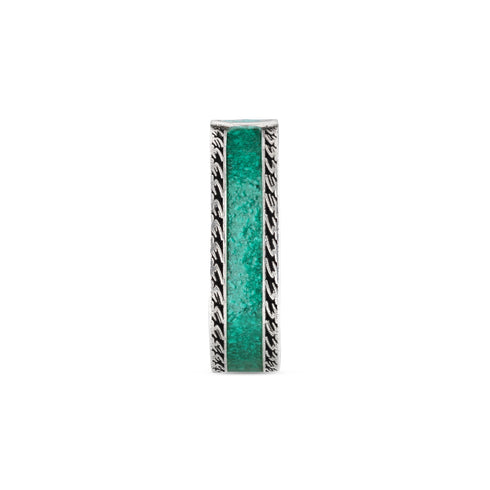 Interlocking G Ring with motif in sterling silver and turquoise enamel YBC645573001