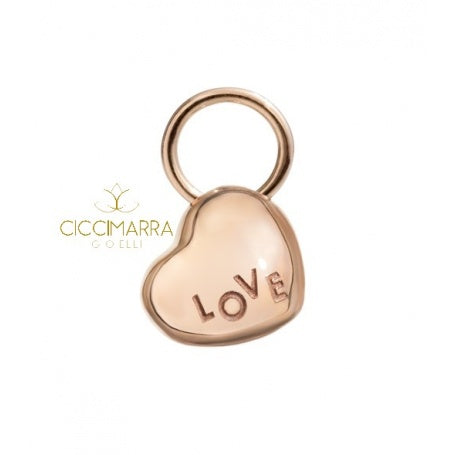 MICROCIONDOLO CUORE IN ORO ROSA CIVITA BY QUERIOT CON SCRITTA LOVE F17O02LOVE