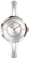 Model 2000 24 mm stainless steel case, silver guilloché dial, white resin stripes on the case side, stainless steel 15 cm bangle , quartz movement YA167515