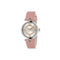 Model 2000 30mm stainless steel case, Silver guillochè dial, white resin stripes on the case side, roman indexes and detail, Pink leather strap YA167506