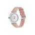 Model 2000 30mm stainless steel case, Silver guillochè dial, white resin stripes on the case side, roman indexes and detail, Pink leather strap YA167506
