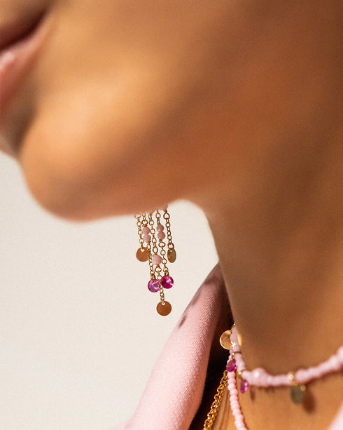 MONO-ORECCHINO HOOP CON CATENE E PENDENTI TURCHESE OR031M3TAU