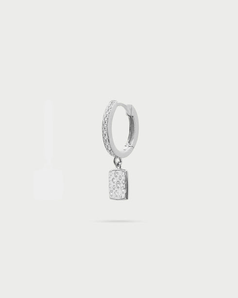 MONO-ORECCHINO HOOP PAVÈ QUADRATO RODIO ORZ018M3TVRH