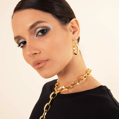 ORECCHINI CATENA OVALE TRIANGOLI 2148