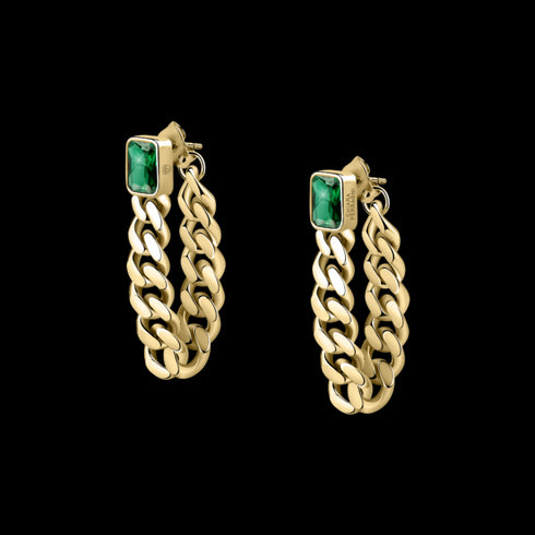 ORECCHINI CHAIN WITH EMERALD STONE J19AUW32