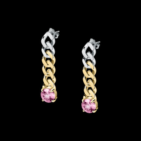 ORECCHINI CHAIN WITH PINK STONE AND WHITE CRYSTALS J19AUW27