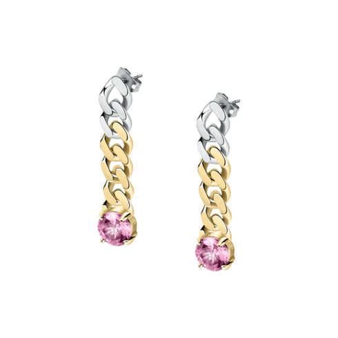 ORECCHINI CHAIN WITH PINK STONE AND WHITE CRYSTALS J19AUW27