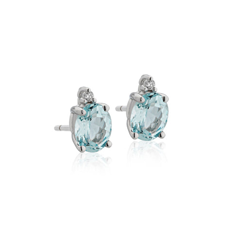 ORECCHINI CON ACQUAMARINA OVALE E DIAMANTI DHOA7185
