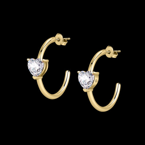 ORECCHINI DIAMOND HEART WHITE HEART STONES GOLD J19AUV30