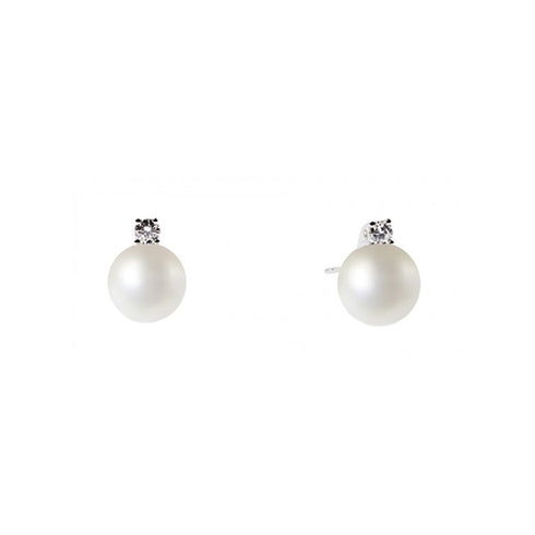 ORECCHINI DONNA ORO IN ORO BIANCO PERLA BIANCA E DIAMANTE REF. DHOP7374.004