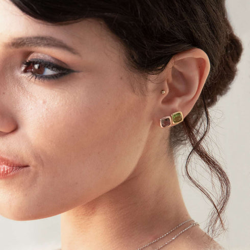 ORECCHINI IN ARGENTO E CRISTALLO VERDE 6161