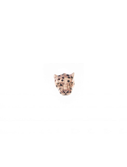ORECCHINO SINGOLO A LOBO CON LEOPARDO ORO ROSA ORLEO4RO