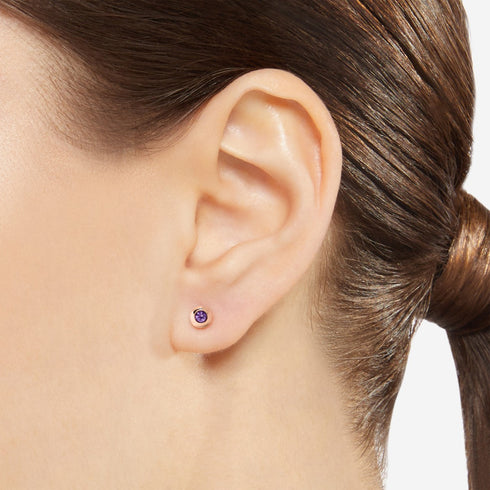 ORECCHINO STUD BOLLICINE ORO ROSA & AMETISTA DHC4001BOLLIIY09R