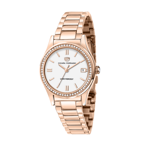 OROLOGIO CONTEPORARY ROSE GOLD CON ZIRCONI BIANCHI 32MM R1953102503
