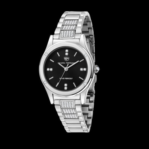 OROLOGIO CONTEPORARY SILVER CON ZIRCONI BIANCHI 32MM R1953102507