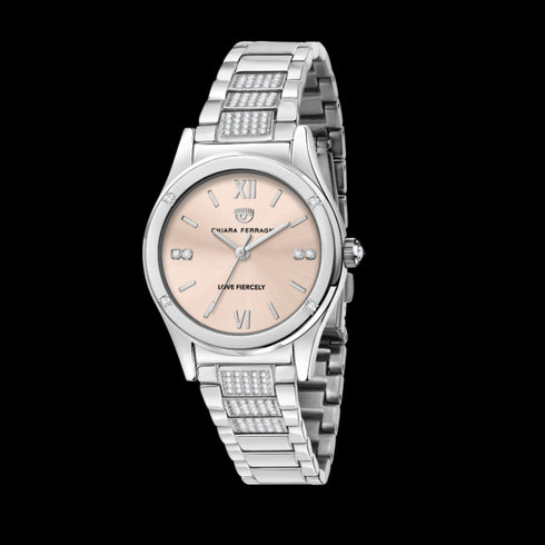 OROLOGIO CONTEPORARY SILVER QUADRANTE ROSA CHIARO 32MM R1953102508