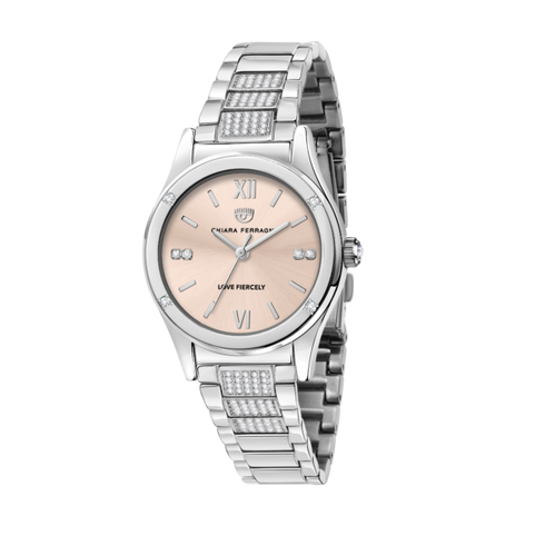 OROLOGIO CONTEPORARY SILVER QUADRANTE ROSA CHIARO 32MM R1953102508