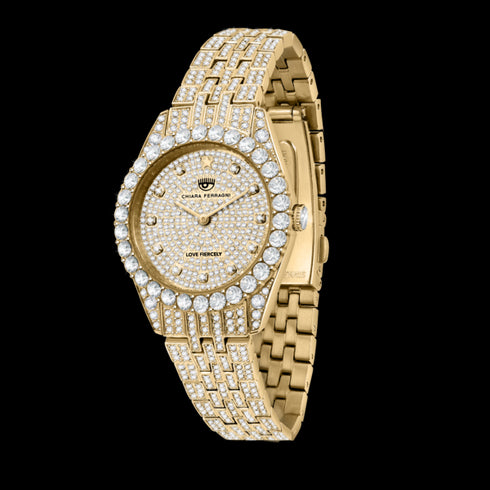 OROLOGIO EVERYDAY ORO GIALLO FULL PAVÉ 32MM R1953100507
