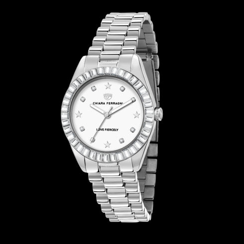 OROLOGIO EVERYDAY SILVER CON ZIRCONI BIANCHI BAGUETTE 34MM R1953100505