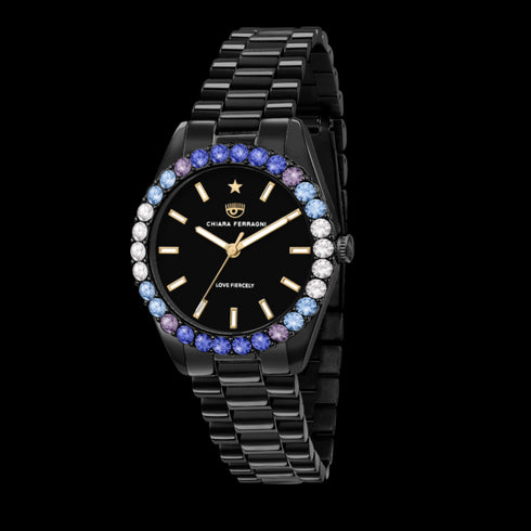 OROLOGIO EVERYDAY TOTAL BLACK CON ZIRCONI COLORATI 34MM R1953100502