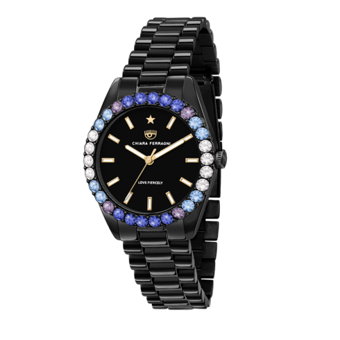 OROLOGIO EVERYDAY TOTAL BLACK CON ZIRCONI COLORATI 34MM R1953100502