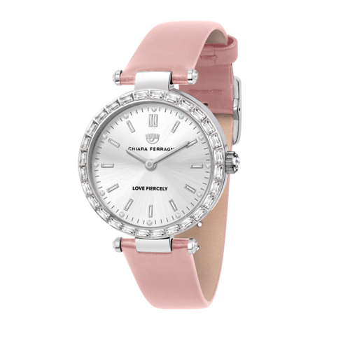 OROLOGIO LADY LIKE SILVER CON CINTURINO IN RASO ROSA 34MM R1951103502