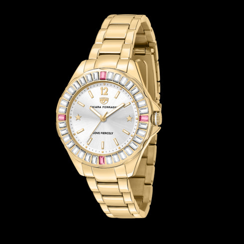 OROLOGIO SPORT ORO GIALLO CON ZIRCONI BAGUETTE 36MM R1953101502