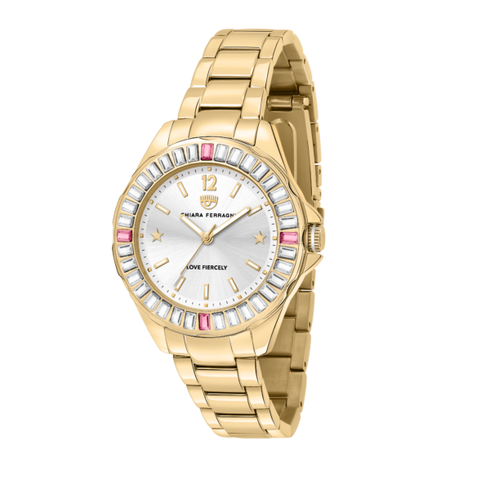 OROLOGIO SPORT ORO GIALLO CON ZIRCONI BAGUETTE 36MM R1953101502