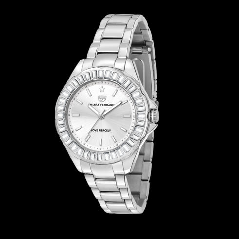 OROLOGIO SPORT SILVER CON ZIRCONI BAGUETTE 36MM R1953101504