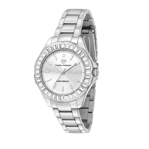 OROLOGIO SPORT SILVER CON ZIRCONI BAGUETTE 36MM R1953101504
