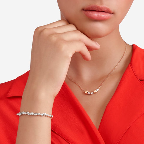 ROSE GOLD & SILVER HEART NECKLACE DCC5000HEART0009A