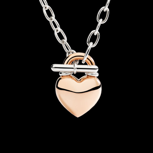 ROSE GOLD & SILVER HEART NECKLACE DCC5001HEART0009A