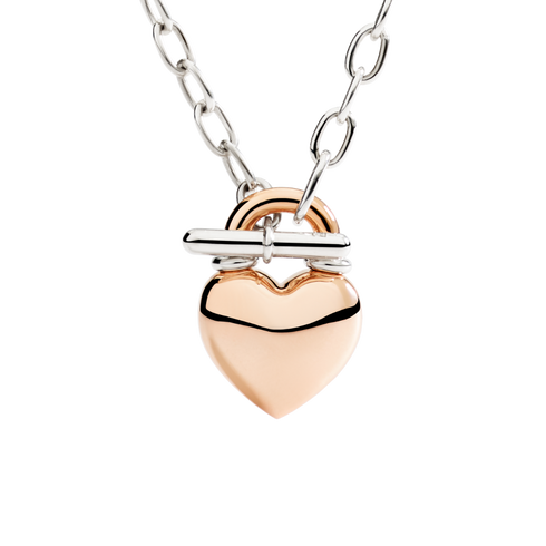 ROSE GOLD & SILVER HEART NECKLACE DCC5001HEART0009A