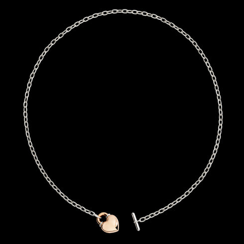 ROSE GOLD & SILVER HEART NECKLACE DCC5001HEART0009A