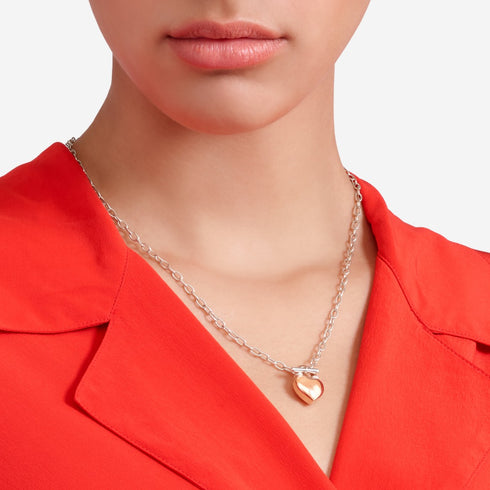 ROSE GOLD & SILVER HEART NECKLACE DCC5001HEART0009A