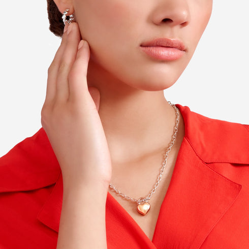 ROSE GOLD & SILVER HEART NECKLACE DCC5001HEART0009A