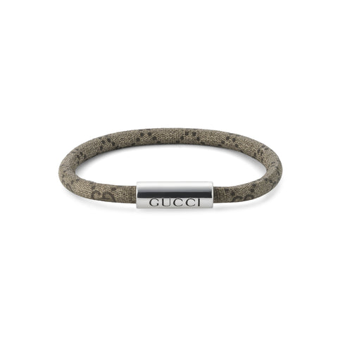 Trademark Bracelet in beige/ebony GG Supreme canvas and sterling silver closure YBA797156001