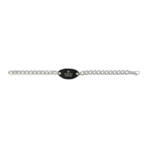 Trademark Bracelet in sterling silver and black enameled oval tag _ tag 30 mm YBA797043001