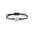 Trademark Bracelet in sterling silver and black leather strap with oval tag YBA797194001