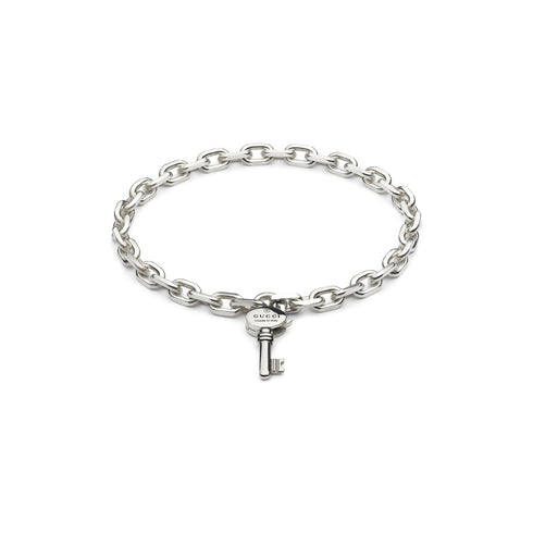 Trademark Bracelet in sterling silver with key motif and Gucci trademark detail YBA796345001