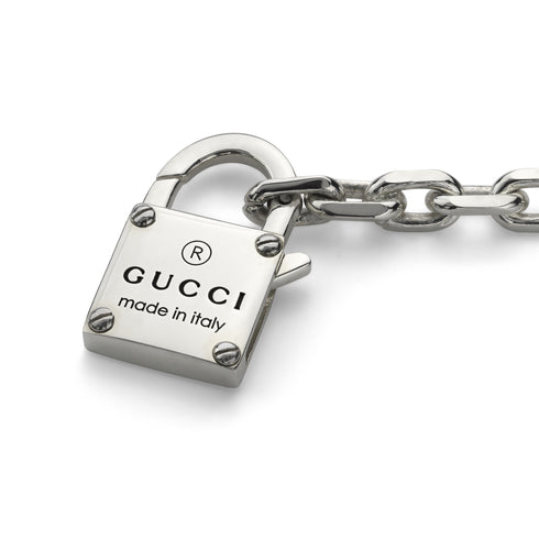 Trademark Bracelet in sterling silver with padlock motif and Gucci trademark detail YBA796341001