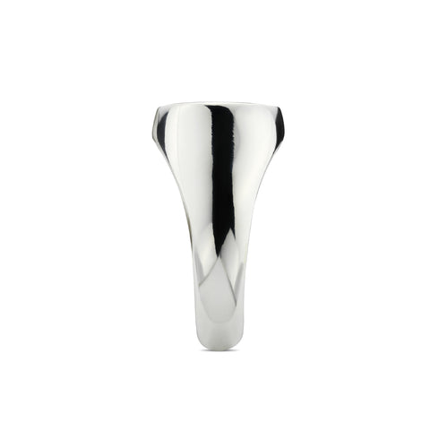 Trademark Chevalier ring in sterling silver with black enameled oval tag YBC797143001