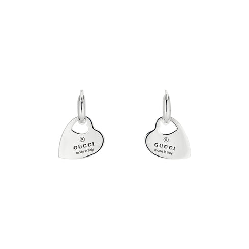 Trademark Hoop earrings in sterling silver with heart motif charms YBD796302001