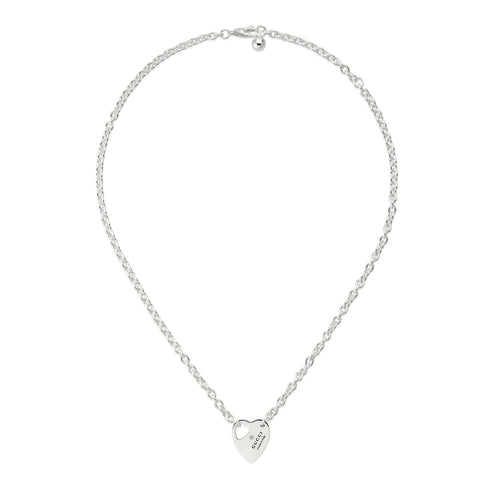 Trademark Necklace in sterling silver with heart motif and Gucci trademark detail_40/45 cm YBB796363001