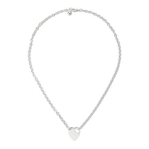 Trademark Necklace in sterling silver with heart motif and Gucci trademark detail_40/45 cm YBB796363001