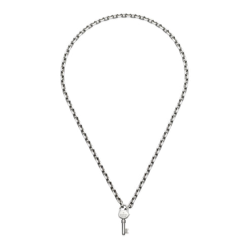 Trademark Necklace in sterling silver with key motif and Gucci trademark detail_50cm YBB796343001