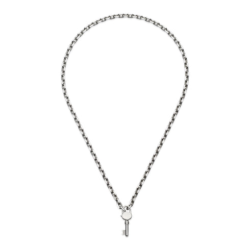 Trademark Necklace in sterling silver with key motif and Gucci trademark detail_50cm YBB796343001