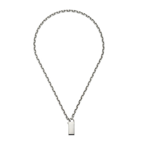 Trademark Necklace in sterling silver with padlock motif and Gucci trademark detail_50cm YBB796342001